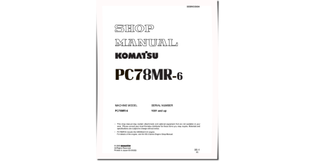PC78MR-6 (SN from 01001) Crawler Excavators (Japan) Workshop Manual (SEBD030604)