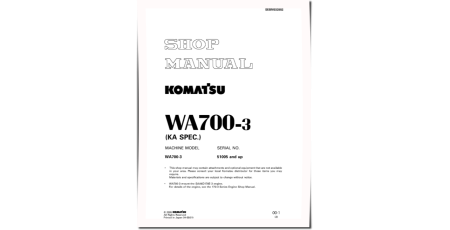 WA700-3 (SN from 51005) 4WD Wheeled Loaders (USA) Workshop Manual (SEBD032802)