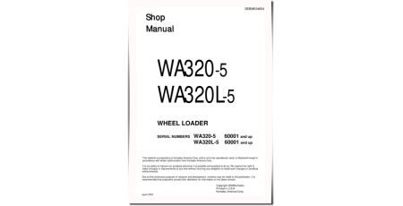 WA320L-5 (SN from 60001) 4WD Wheeled Loaders (Japan) Workshop Manual (SEBM034604)