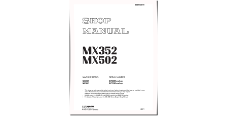 MX352 (SN from 6Y6089) and MX502 (SN from 6Y7038) Compact Excavators (Japan) Workshop Manual (SEBD035400)