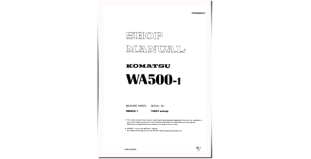 WA500-1-L (SN: 20051-20130) 4WD Wheeled Loaders (USA) Workshop Manual (SEBD04250107)