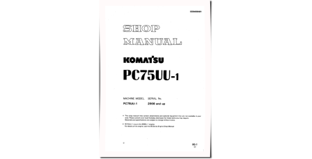 PC75UU-1 (SN from 02908) Crawler Excavators (Japan) Workshop Manual (SEBM000401)