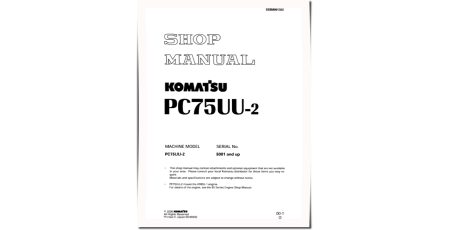 PC75UU-2 (SN from 05001) Crawler Excavators (Japan) Workshop Manual (SEBM001302)