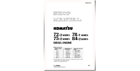 3D72-2, 3D75-2, 3D78-1, 3D84-2, 3D84N-2 and 4D84-2 Diesel Engines (Japan) Workshop Manual (SEBM002400)
