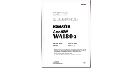 WA180-3 (SN from 50001) 4WD Wheeled Loaders (Japan) Workshop Manual (SEBM005804)