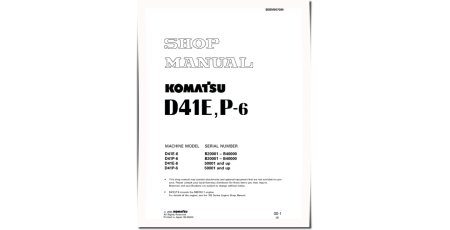 D41E-6 and D41P-6 (SN:B20001-B40000, 50001-) Crawler Dozers (Brazilia) Workshop Manual (SEBM007009)