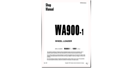 WA900-1 (SN from 10001) and WA900-1-L (SN: A20001-20007) 4WD Wheeled Loaders Workshop Manual (SEBM008002)
