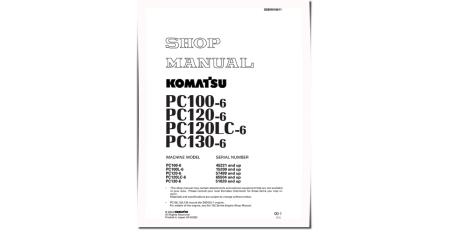 PC100-6, PC100L-6, PC120-6, PC120LC-6 and PC130-6 Crawler Excavators (Japan) Workshop Manual (SEBM010611)