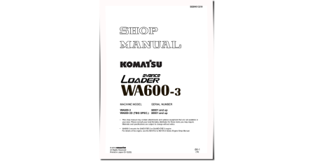 WA600-3 (SN from 50001) 4WD Wheeled Loaders (Japan) Workshop Manual (SEBM013219)