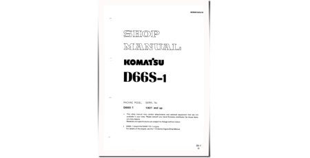 D66S-1 (SN from 01001) Crawler Dozers (Japan) Workshop Manual (SEBM0142A10)
