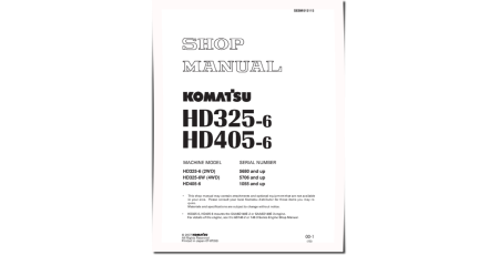 HD325-6 (SN:05680-), HD325-6W (SN:05706-), HD405-6 (SN:01055-) Rigid Dump Trucks (Japan) Workshop Manual (SEBM015115)