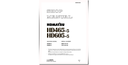 HD465-5 (SN from 04626) and HD605-5 (SN from 01013) Rigid Dump Trucks (Japan) Workshop Manual (SEBM015209)