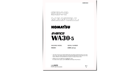 WA30-5 (SN from 22005) 4WD Wheeled Loaders (Japan) Workshop Manual (SEBM016503)