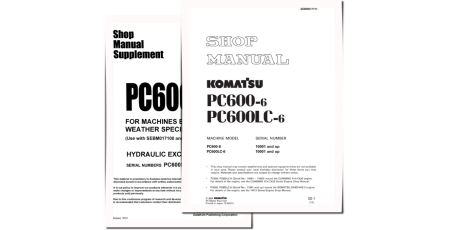 PC600-6 and PC600LC-6 (SN from 10001) Crawler Excavators (Japan) set of Shop Manuals (SEBM017111)