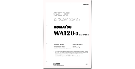 WA120-3 (SN from 53001) 4WD Wheeled Loaders (Europe) Workshop Manual (SEBM018300)