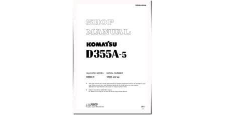 D355A-5 (SN from 12622) Crawler Dozers (Japan) Workshop Manual (SEBM01950508)