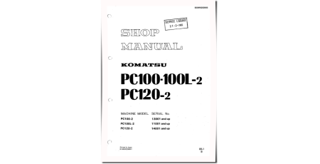 PC100-2 (SN: 13001-), PC100L-2 (SN: 11001-), PC120-2 (SN: 14001-) Crawler Excavators Workshop Manual (SEBM0202B03)
