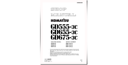 GD555-3, GD555-3C, GD655-3, GD655-3C, GD655-3C-VH and GD675-3 Motor Graders Workshop Manual (SEBM020909)