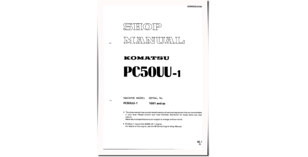 PC50UU-1 (SN: 01001-08000) Crawler Excavators (Japan) Workshop Manual (SEBM020U0104)