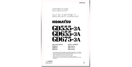 GD555-3-A, GD655-3-A and GD675-3-A Motor Graders (Japan) Workshop Manual (SEBM021008)