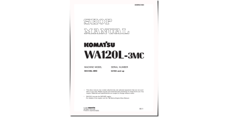WA120L-3-MC (SN from 54104) 4WD Wheeled Loaders (Japan) Workshop Manual (SEBM021800)