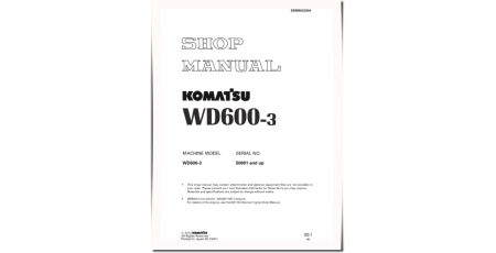 WD600-3 (SN from 50001) Wheeled Dozers (Japan) Workshop Manual (SEBM022904)