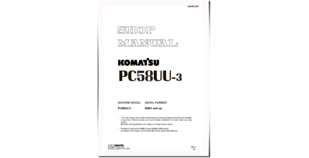 PC58UU-3 (SN from 20001) Crawler Excavators (Japan) Workshop Manual (SEBM023909)