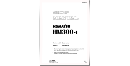 HM300-1 (SN from 01001) Articulated Dump Trucks (Japan) Workshop Manual (SEBM024815)
