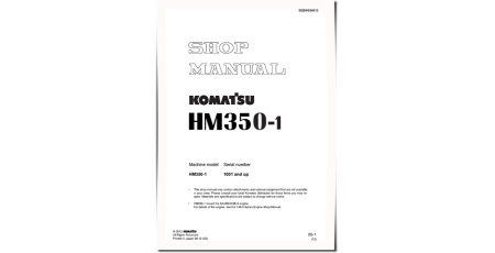 HM350-1 (SN from 01001) Articulated Dump Trucks (Japan) Workshop Manual (SEBM024912)