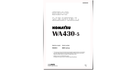 WA430-5 (SN from 60001) 4WD Wheeled Loaders (Japan) Workshop Manual (SEBM025405)