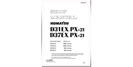 D31EX-21, D31PX-21, D37EX-21 and D37PX-21 Crawler Dozers (Japan) Workshop Manual (SEBM025608)