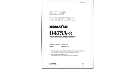 D475A-3 (SN from 10695) Crawler Dozers (Japan) Workshop Manual (SEBM027502)