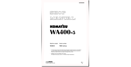 WA400-5 (SN from 70001) 4WD Wheeled Loaders (Japan) Workshop Manual (SEBM028006)