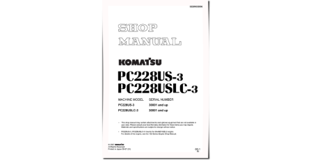 PC228US-3 and PC228USLC-3 (SN: 30001-40000) Crawler Excavators (Japan) Workshop Manual (SEBM030506)