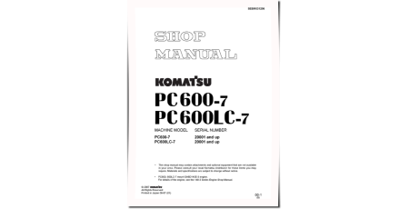 PC600-7 and PC600LC-7 (SN from 20001) Crawler Excavators (Japan) Workshop Manual (SEBM031206)