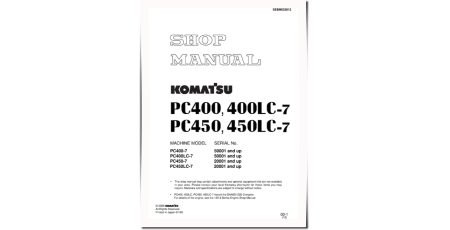PC400-7, PC400LC-7 (SN:50001-), PC450-7, PC450LC-7 (SN: 20001-) Crawler Excavators (Japan) Workshop Manual (SEBM033012)