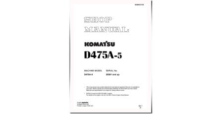 D475A-5 (SN: 20001-30000) Crawler Dozers (Japan) Workshop Manual (SEBM033708)