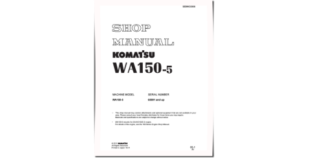 WA150-5 and WA150L-5 4WD Wheeled Loaders (Japan) Workshop Manual (SEBM033808)