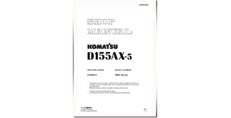 D155AX-5 (SN from 76001) Crawler Dozers (Japan) Workshop Manual (SEBM034807)