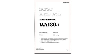 WA180-1 (SN from 10001) 4WD Wheeled Loaders Workshop Manual (SEBM034906)