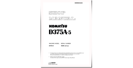 D375A-5 (SN from 18200) Crawler Dozers (Japan) Workshop Manual (SEBM035200)
