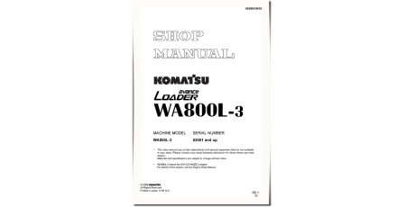 WA800L-3 (SN from 52001) 4WD Wheeled Loaders (Japan) Workshop Manual (SEBM035603)