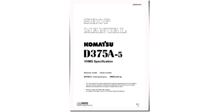 D375A-5 (SN: 18052-18199) Crawler Dozers (Japan) Workshop Manual (SEBM036103)