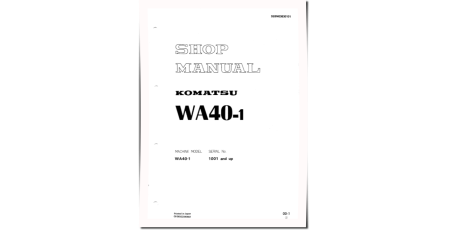 WA40-1 (SN from 1001) 4WD Wheeled Loaders (Japan) Workshop Manual (SEBM03630101)