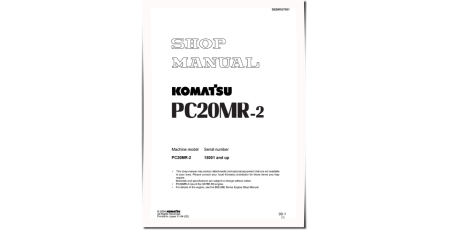 PC20MR-2 (SN from 15001) Crawler Excavators (Japan) Workshop Manual (SEBM037001)