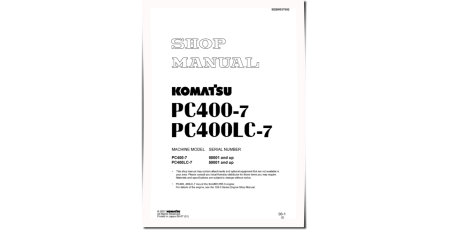 PC400-7 and PC400LC-7 (SN from 50001) Crawler Excavators (Japan) Workshop Manual (SEBM037602)