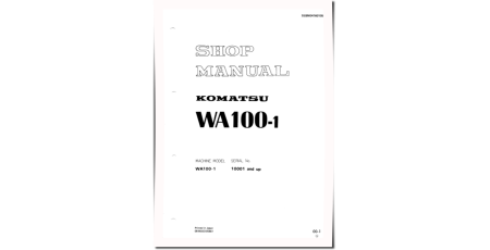 WA100-1 (SN from 10001) 4WD Wheeled Loaders (Japan) Workshop Manual (SEBM04160105)