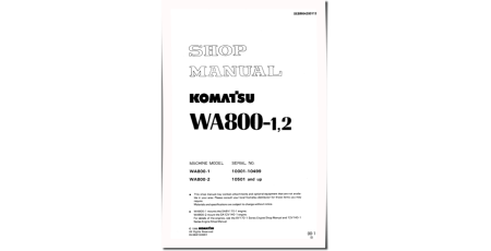 WA800-1, WA800-2 and WA800-2-L 4WD Wheeled Loaders (Japan, USA) Workshop Manual (SEBM04280113)
