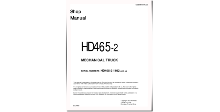 HD465-2 (SN: 01102-02000) Rigid Dump Trucks (Japan) Workshop Manual (SEBM0569C02)