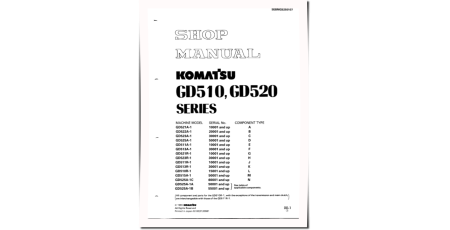 GD510R-1,GD511A/R-1,GD513A/R-1,GD515A-1,GD521A/R-1,GD522A-1,GD523A/R-1,GD525A-1 Motor Grader (Japan) Shop Manual (SEBMG5250107)